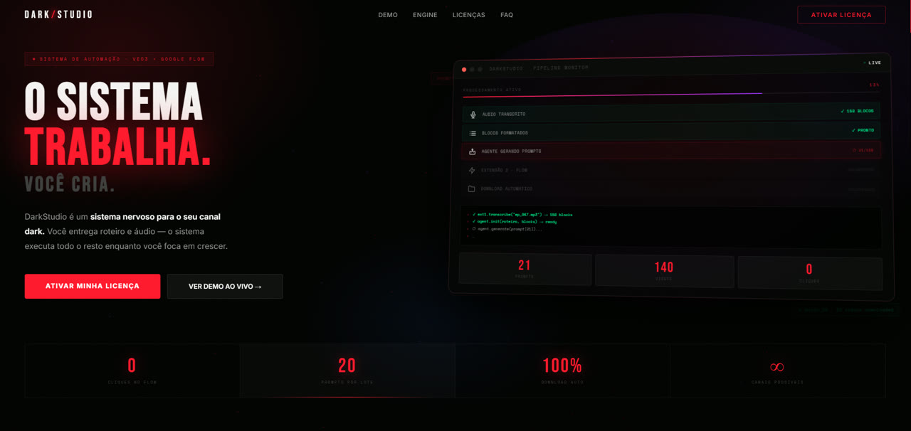 DarkStudio.IA — O sistema trabalha, você cria